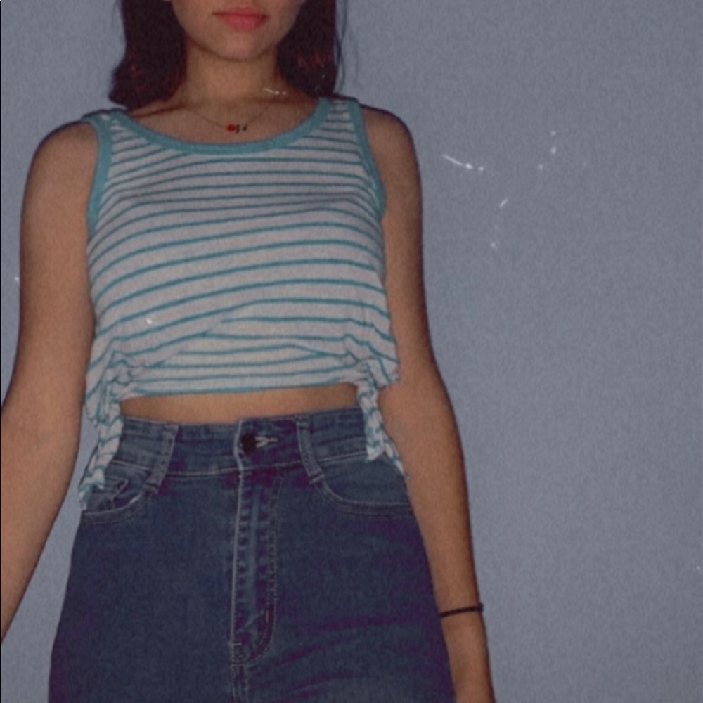 Blue & white stripped cropped top